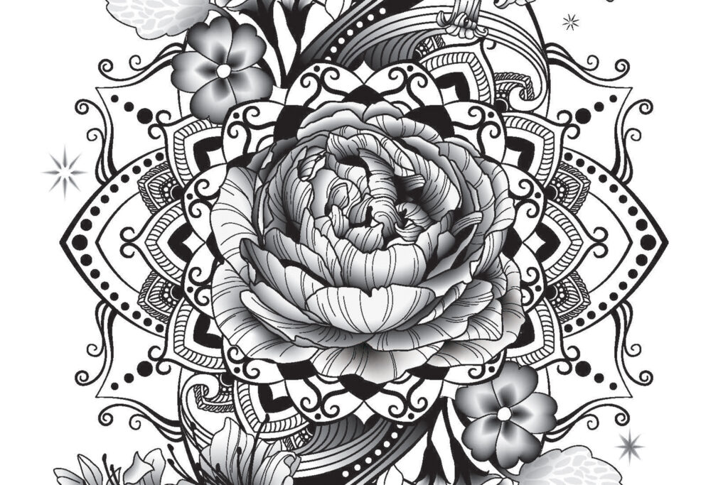 Illustration Tattoo Design Flowers